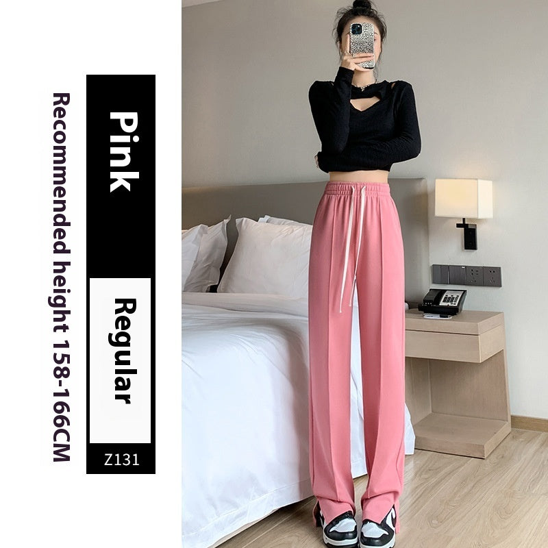 Sports Straight Loose Casual Slit Wide Leg Pants