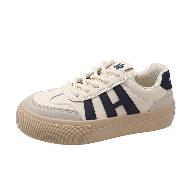 Lightweight Khaki and Blue Sneakers with Mesh Lining & Thick Rubber Sole - Versatile & Trendy Student Athletes Shoes