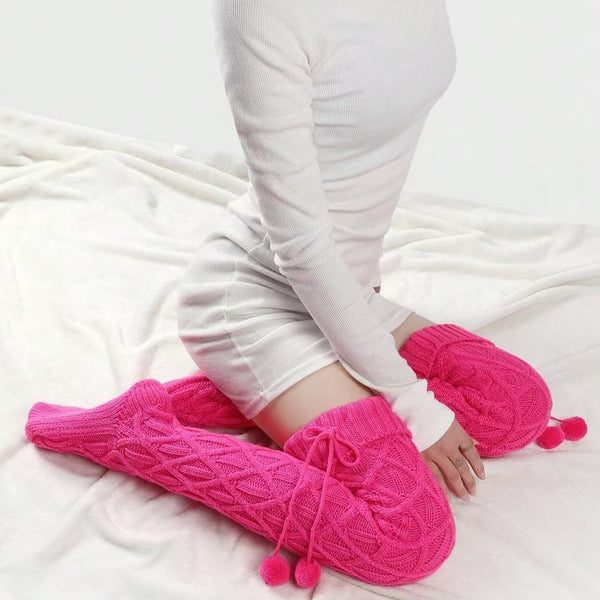 Warm Knee-High Cotton Socks - Rose Red, Black, Khaki, White. Stylish and Comfortable for Autumn and Winter.