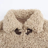 Women's Dark Khaki Polo Collar Fleece Jacket - Long Sleeve Stylish Outerwear