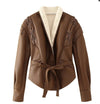 Chic Faux Leather Jacket for Women in Retro Style