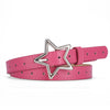Women's Slim Star-Buckle Belt in Various Colors - Fashionable PU Leather Belt with Alloy Buckle.