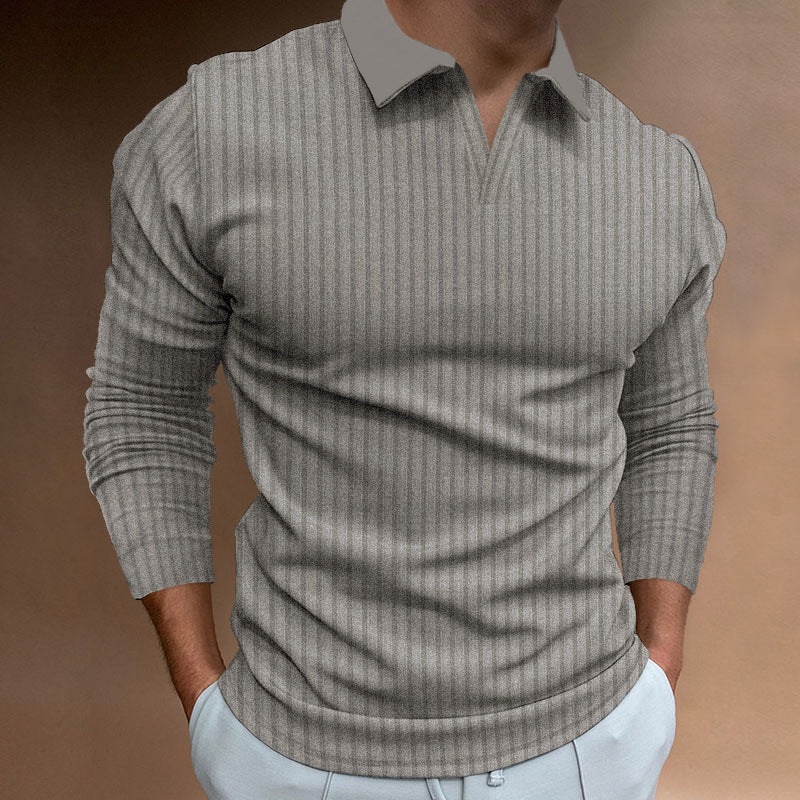 Solid Color Fitness Business Casual Lapels Long Sleeve Men