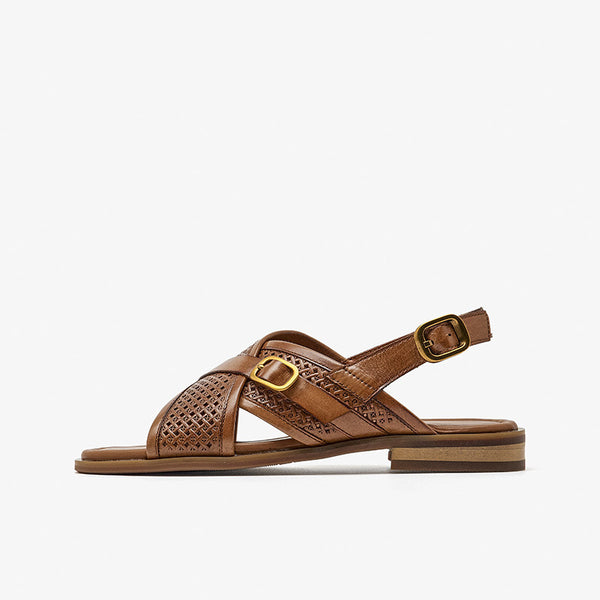 Elegant Cross Strap Flat Sandals for Summer - Women's Fashion Casual in Black, Coffee, or Brown - Comfortable Flat Sandals with Cross Straps