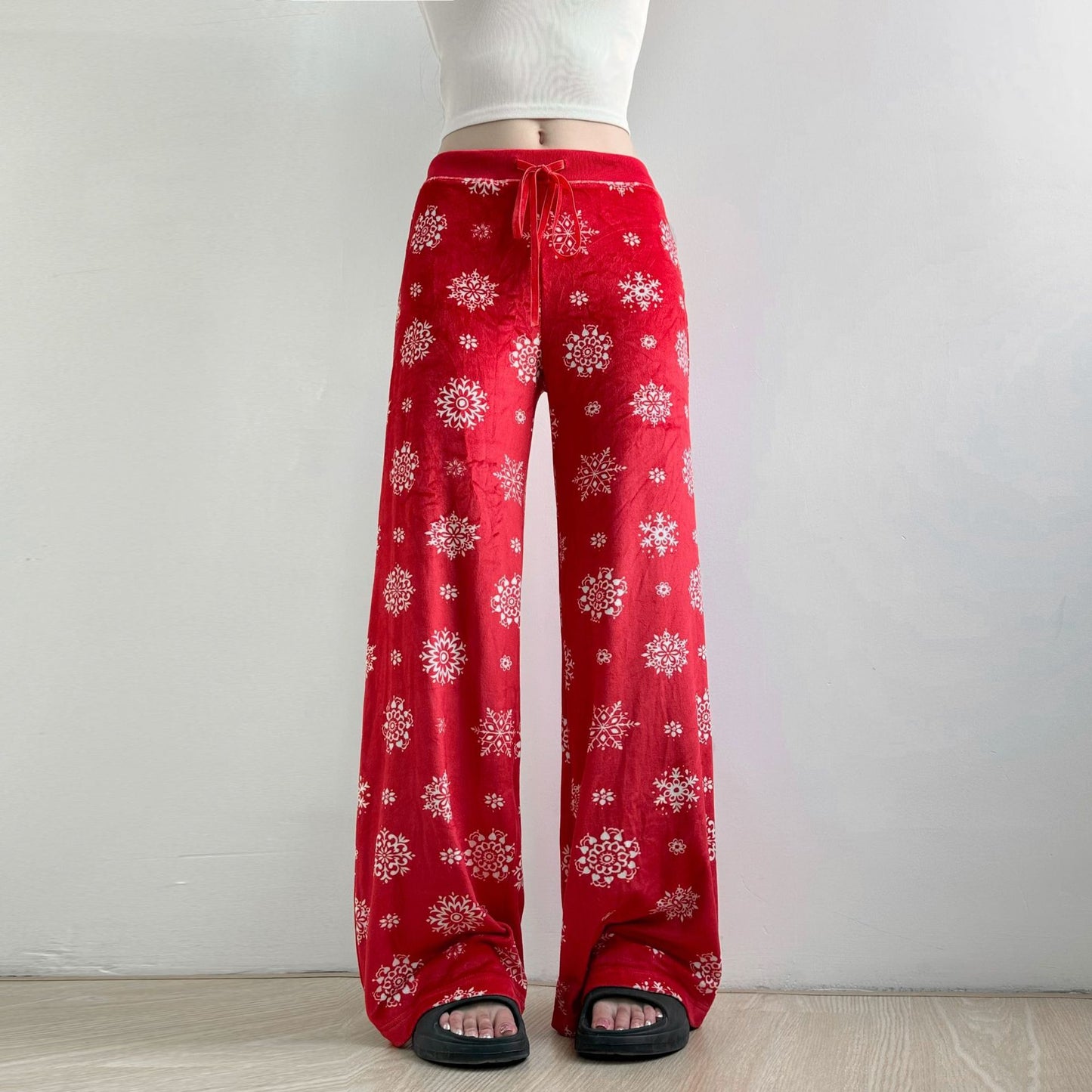 Snowflake Casual Pants For Women Autumn And Winter New Contrast Color