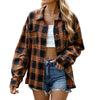 Striped & Plaid Long-Sleeve Shirt Coat in Bold Tones, Cotton Blend, Trendy Fashion, Versatile Style