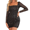 Chic Backless Sequin Party Dress in Black - Women's Fashion