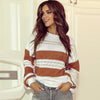 Effortlessly Chic Contrast-Color Women's Top - Striped Plaid Pattern & Relaxed Fit - White & P219 Options - Sizes S to XL