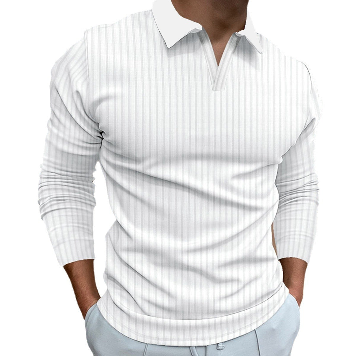 Solid Color Fitness Business Casual Lapels Long Sleeve Men