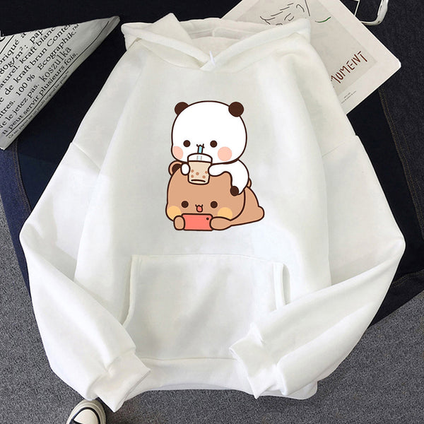 Trendy Bubu & Dudu Women's Graphic Hoodies - Kawaii Style Polyester Sweater in Various Colors and Sizes.