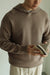 Men's Retro Pullover Hooded Sweater, Camel & Dark Gray Melange, Cotton Blend Knitwear, Cozy Winter Hoodie