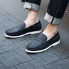 Premium Frosted Leather Men's Loafers in Dark Blue and Brown - Round Toe, Low Heel - Men's Casual Shoes, Sizes US 5.5-12.5