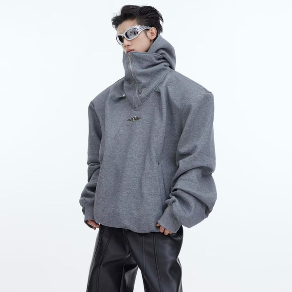 Premium Double-Layered Plush Hooded Sweatshirt in Black Gray Red - Cozy Loose Fit Cotton Polyester Pullover - Streetwear Workout Casual Wear