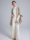 Women's Cashmere Lace-Up Cloak Sweater in Camel and Black