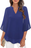 Radiant Petal-Sleeve V-neck Chiffon Top in Vibrant Colors for Women