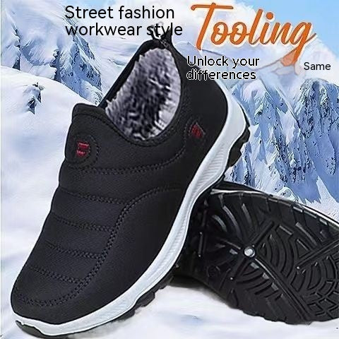 Waterproof Fleece-Lined Hiking Shoes, Unisex Woodpecker Footwear in Black and Red - Outdoor Trail Footwear with Rubber Soles
