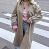 Women's Khaki Polo Trench Coat, Stylish Single-breasted Design