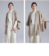 Elegant Cashmere Lace-Up Cloak Sweater in Camel and Black_vue with V-Neck and Batwing Sleeves, Free Size Fit