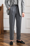 Men's Wool Casual Pants with Elastic Waist and Lace-up Detail, Straight Cut Style
