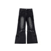 Vintage-Inspired Washed Black Skinny Jeans with Strap Patchwork Design. Comfortable & Stylish Denim Pants for a Trendy Look.
