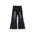 Vintage-Inspired Washed Black Skinny Jeans with Strap Patchwork Design. Comfortable & Stylish Denim Pants for a Trendy Look.