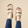 Women's Double Buckle Beach Sandals in Black - Non-slip Comfort Slippers
