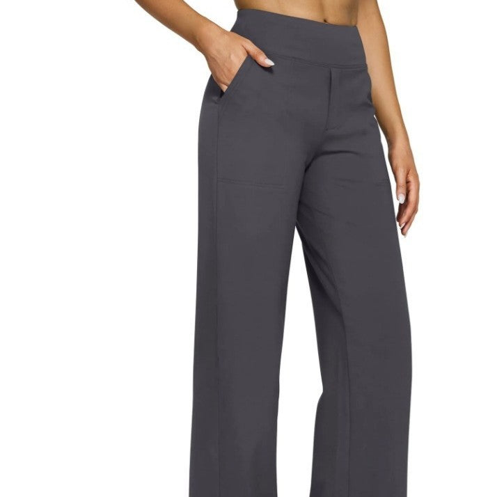 Pocket Knitted Straight High Waist Trousers