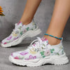 Lightweight 3D Floral Flyknit Running Shoes | Breathable Mesh, Colorful Print, Flat Heel, Rubber Sole | Women's Sizes 35-42