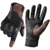 Vintage Men's Leather Perforated Motorcycle Gloves - Black or Brown, All Season, Retro, Rally, Road, Street Car Riding.