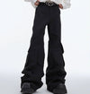 Sleek Deconstructed Pleat Polyester Trousers in Black or White, Unisex Street Style Fashion, Comfortable Fit, Trendy Design.