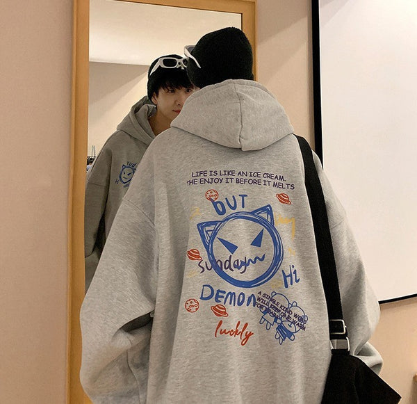Men's Hooded Velvet Sweater - Warm Loose Pullover Coat