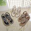 Elegant Microfiber Beach Sandals for Women - Rhinestone Embellished Summer Footwear