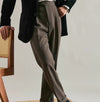 Classic Double-Pleated Business Casual Trousers in Brown Gray Khaki Wool - Men's Fashion Office Wear with Polyester Blend - Sizes 29-36