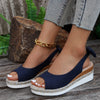 Women's Dark Blue Hemp Rope Wedge Sandals - Stylish & Comfortable Choice for Every Occasion. Size Inclusive & Durable.