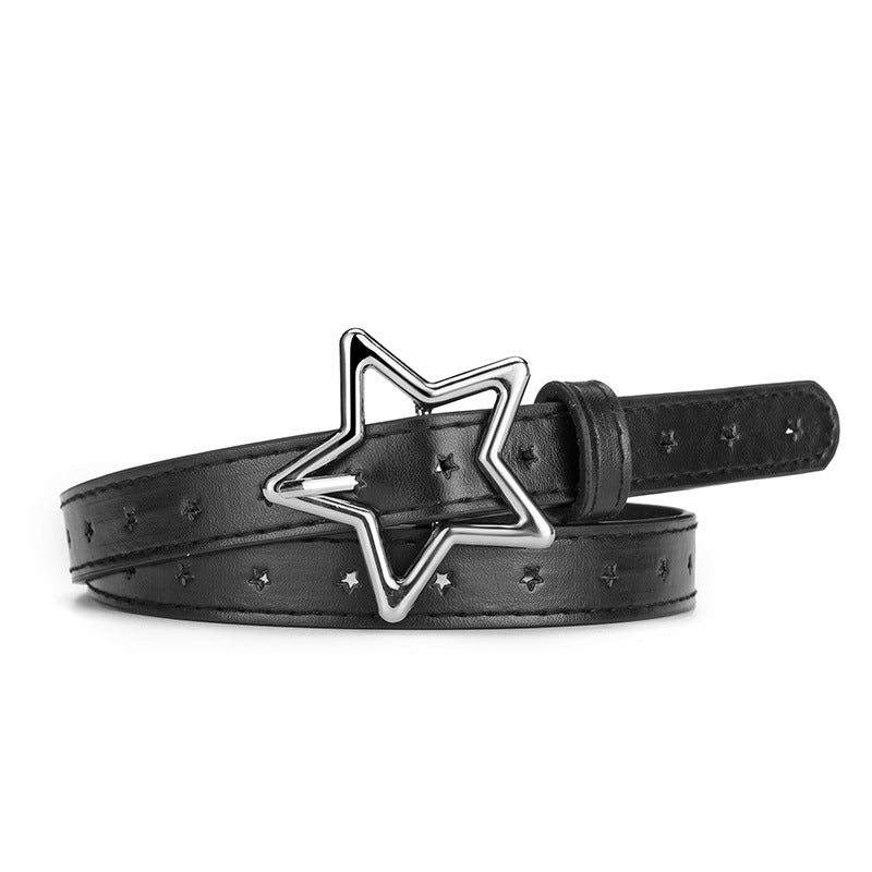 Children's Five-pointed Star Alloy Buckle Women's Belt Full Hole Dress Jeans Belt Female