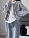 Classy Thickened Wool Cardigan for Women in Various Tones - Long-Sleeve Zippered Design