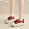 Women's White Leather Sneakers: Casual, Breathable, Durable Shoes with Waterproof Platform and Lace-up Design. Environmental Friendly PU Material.