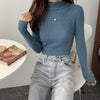 Cozy Women's Turtleneck Wool Pullover, Long-Sleeve Base Shirt in Red Wool Fabric, Winter Fashion Top
