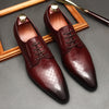 Men's Leather Shoes Embossed Cowhide Design - Stylish & Durable with Added Height - Black, Brown, Wine Red - Available Sizes 36-45.