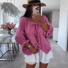 Chic 3/4 Sleeve Cardigan Sweater Women Pink Yellow Gray Army Green Khaki Rose Red Light Green Dark Gray Trendy Fashion Apparel.
