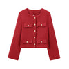 Stylish Round Neck Long Sleeve Women's Coat in Black