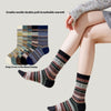 Vintage-Style Combed Cotton Women's Mid Tube Socks - Retro Fashion Contrast Color Pattern - Durable & Comfortable Cotton - Various Colors