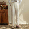 Breathable Linen High-Waisted Casual Trousers in Apricot Gray Blue
