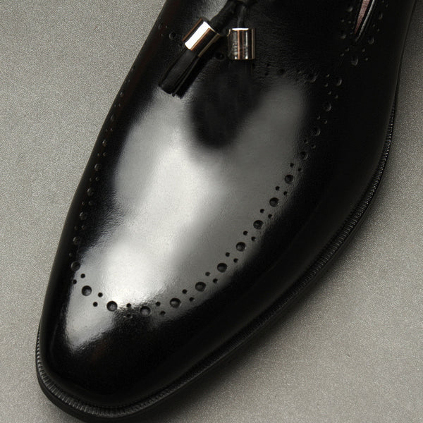 Elegant Cowhide Leather Wedding Shoes in Black or Wine Red for Men - Sizes 37-45. Durable, Comfortable, Stylish Business Footwear.