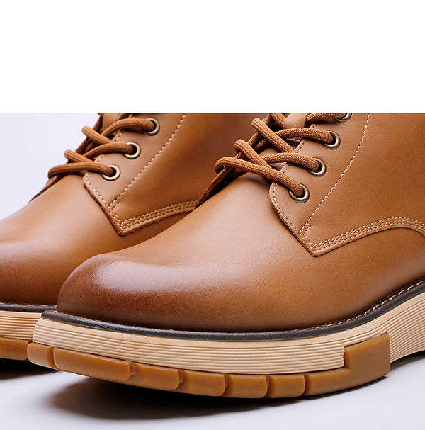 Stylish High Top Casual Martin Boots - Yellow British Style Shoes