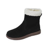 Women's Retro Style Cotton-Padded Winter Shoes in Black, Brown, and Traditional Brown - Flat-Heeled, Mid-Calf Length for Women's Winter Fashion.