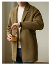 Men's Wool Blend Thermal Insulated Blazer Coat in Black - Mid-Length Stand-Out Style