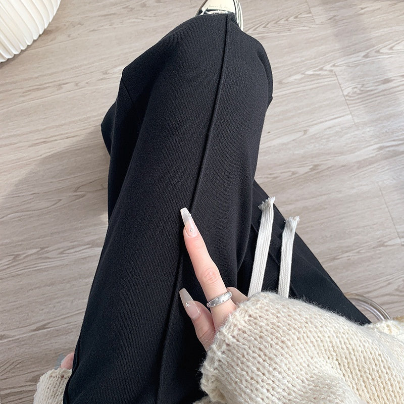 Sports Straight Loose Casual Slit Wide Leg Pants