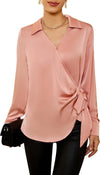 Elegant Lace-up Long Sleeve Shirt for Waist Trimming