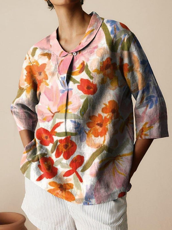 Retro Slub Linen Shirt for Autumn Casual Wear, Long Sleeve Pullover, Japanese Korean Style, High-Quality Fabric.